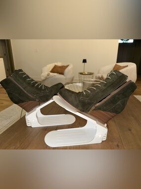 Journee Collection Olive Green Suede Wedge Booties